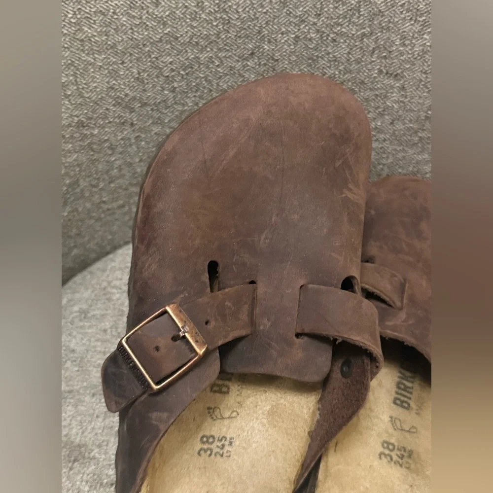 Birkenstock Dark Brown Boston Oiled Leather Clogs - size 38 - Picture 3 of 15